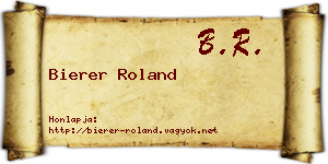 Bierer Roland névjegykártya